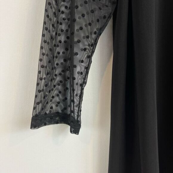 Vintage Anne Klein Women’s Medium Black Sheer Sleeves Blouse Top Shirt Polka - Picture 13 of 13